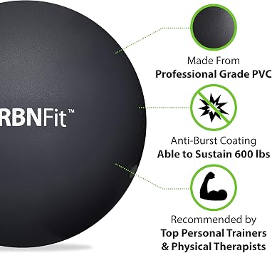 URBNFit Mini Exercise Ball 9 Small Pilates & Yoga Stability Ball for Core Strength, Balance, Pregnancy & Physical Therapy Anti-Burst Swiss Ball w/Quick Pump Home, Office, Gym