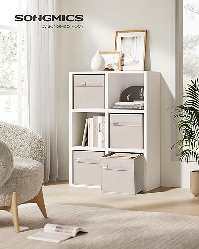 Miniatura 2 de SONGMICS Cubos de almacenamiento, juego de 4 cubos de almacenamiento, 11.8 x 11.8 x 11.8 pulgadas, 2 asas, tela Oxford y tela de aspecto de lino,