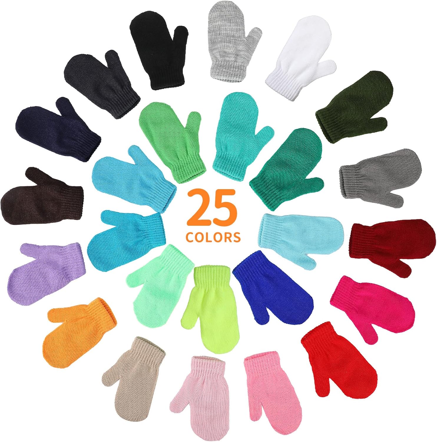 Handepo 50 Pairs Kids Winter Mittens Gloves Bulk Toddler Stretch Mittens Children Knit Gloves for Homeless Little Girl Boys - Image 4