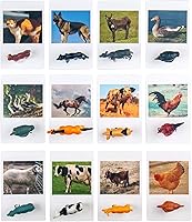 Vista 2 de MEROCO Tarjetas de emparejamiento de animales Montessori en miniatura con aves de corral y tarjetas a juego - Juguetes educativos Montessori