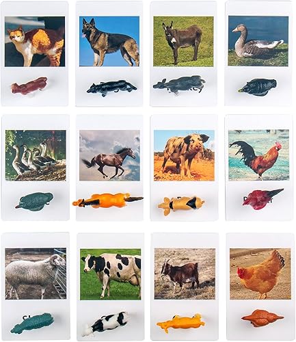 Miniatura 10 de MEROCO Montessori Zoológico Safari Animal Match - Figuras en miniatura con 2 tarjetas a juego de piezas Montessori Materiales de lenguaje Montessori