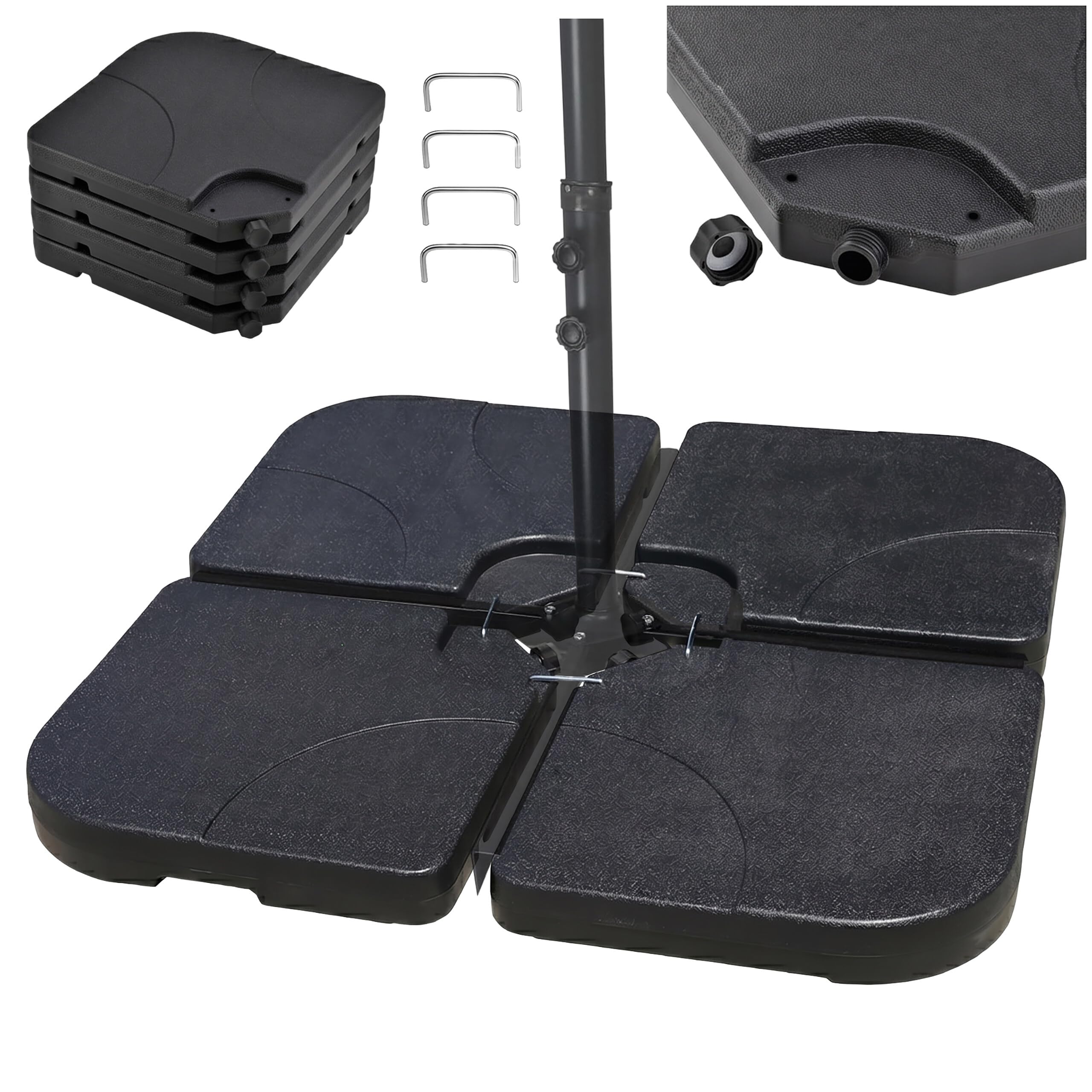 Relaxdays : Poids pour Parasol avec Croisillon au Sol, en Lot de 4, Noir