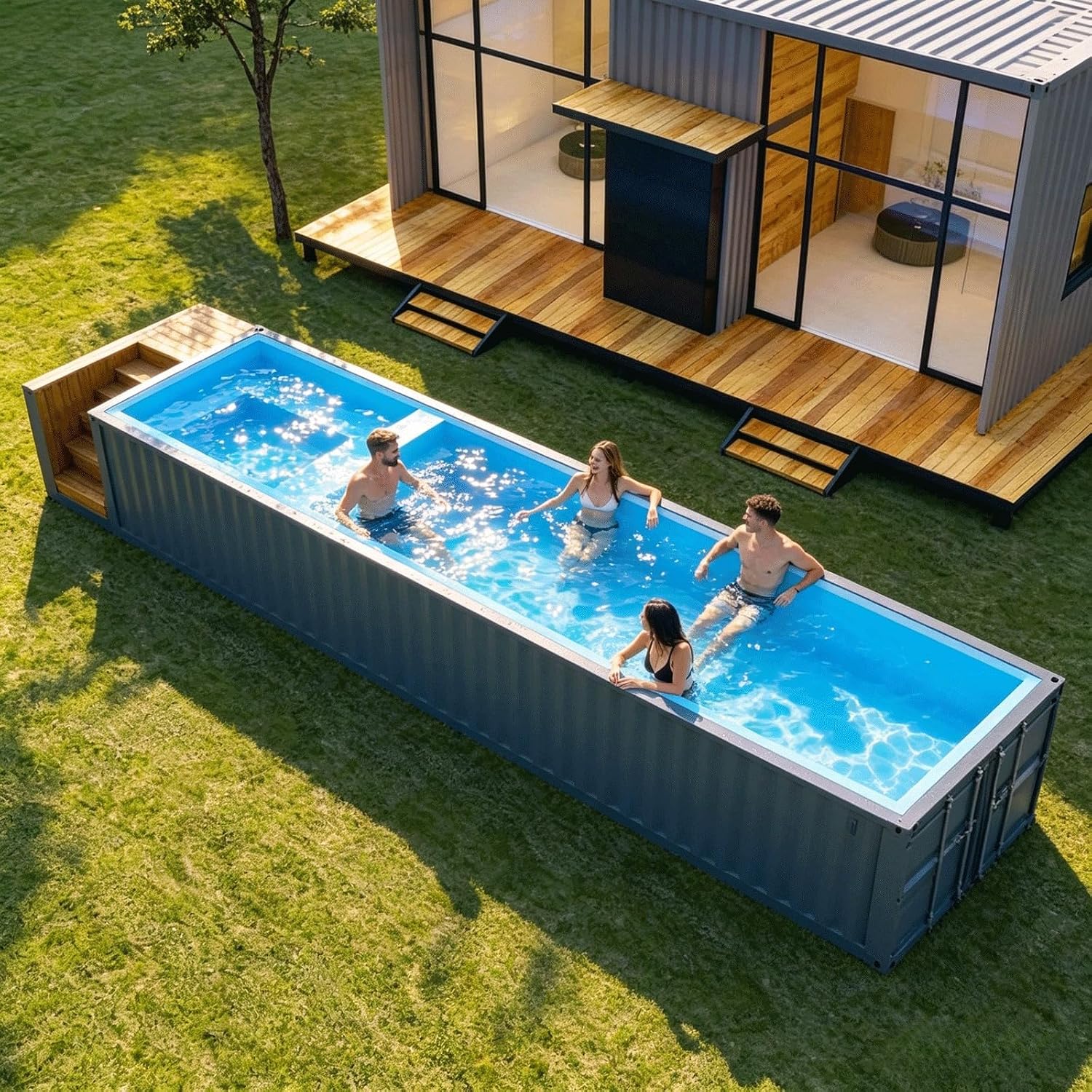 Steel Modular Container Swimming Pool – Compact Backyard & Garden Pool for Homes, Villas & Family Leisure