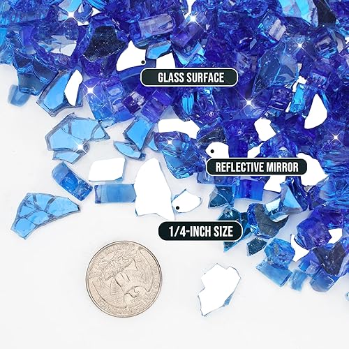 Miniatura 174 de Skyflame 4.53 kg de vidrio resistente al fuego, de 1.27 cm, de brillo intenso para paisajismo de chimenea, lugar para fogatas, Platino reflectante