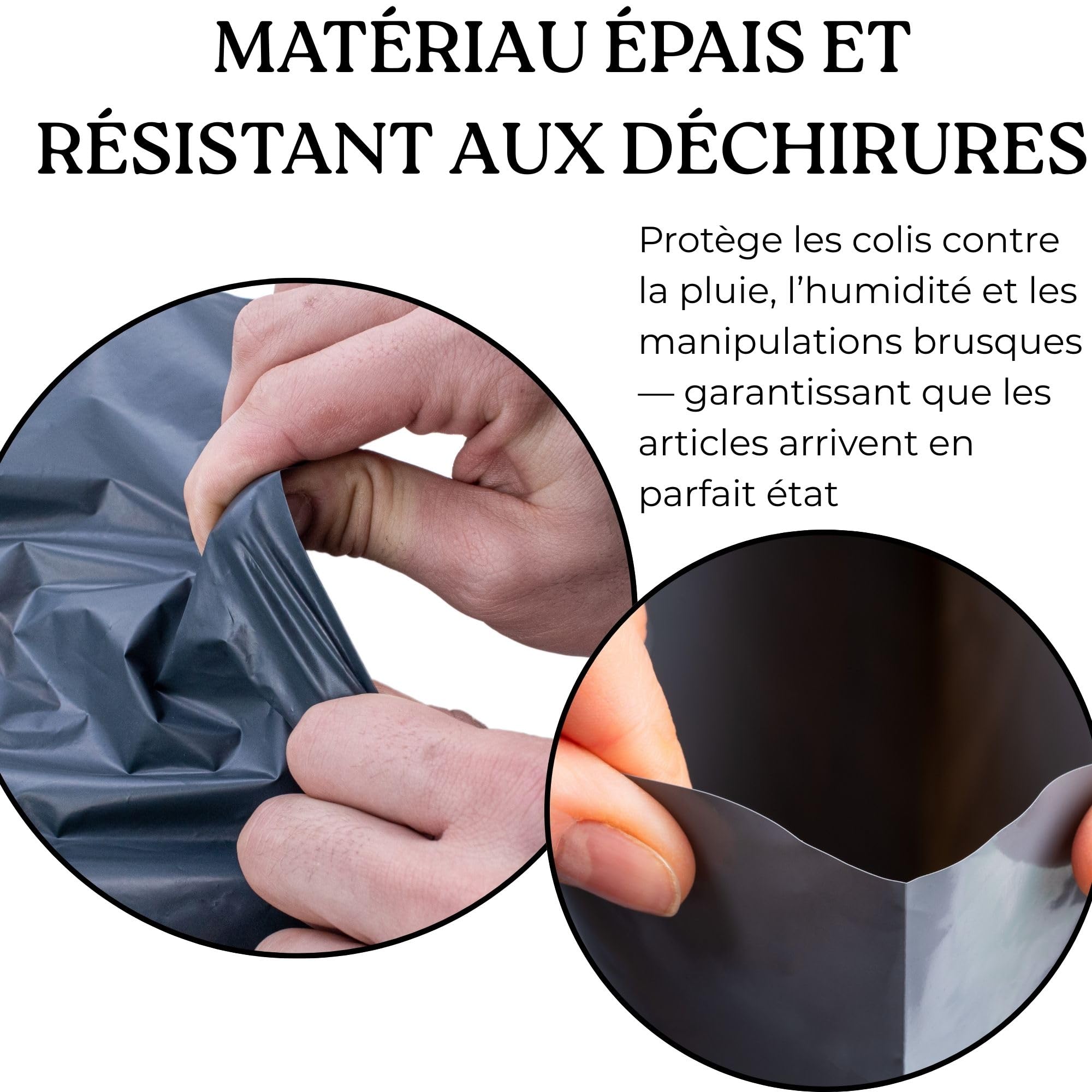Grand sac d'expédition en plastique gris de 43 x 60 cm pour envoi et emballage, enveloppes extra solides, en polyéthylène avec fermeture auto-adhésive