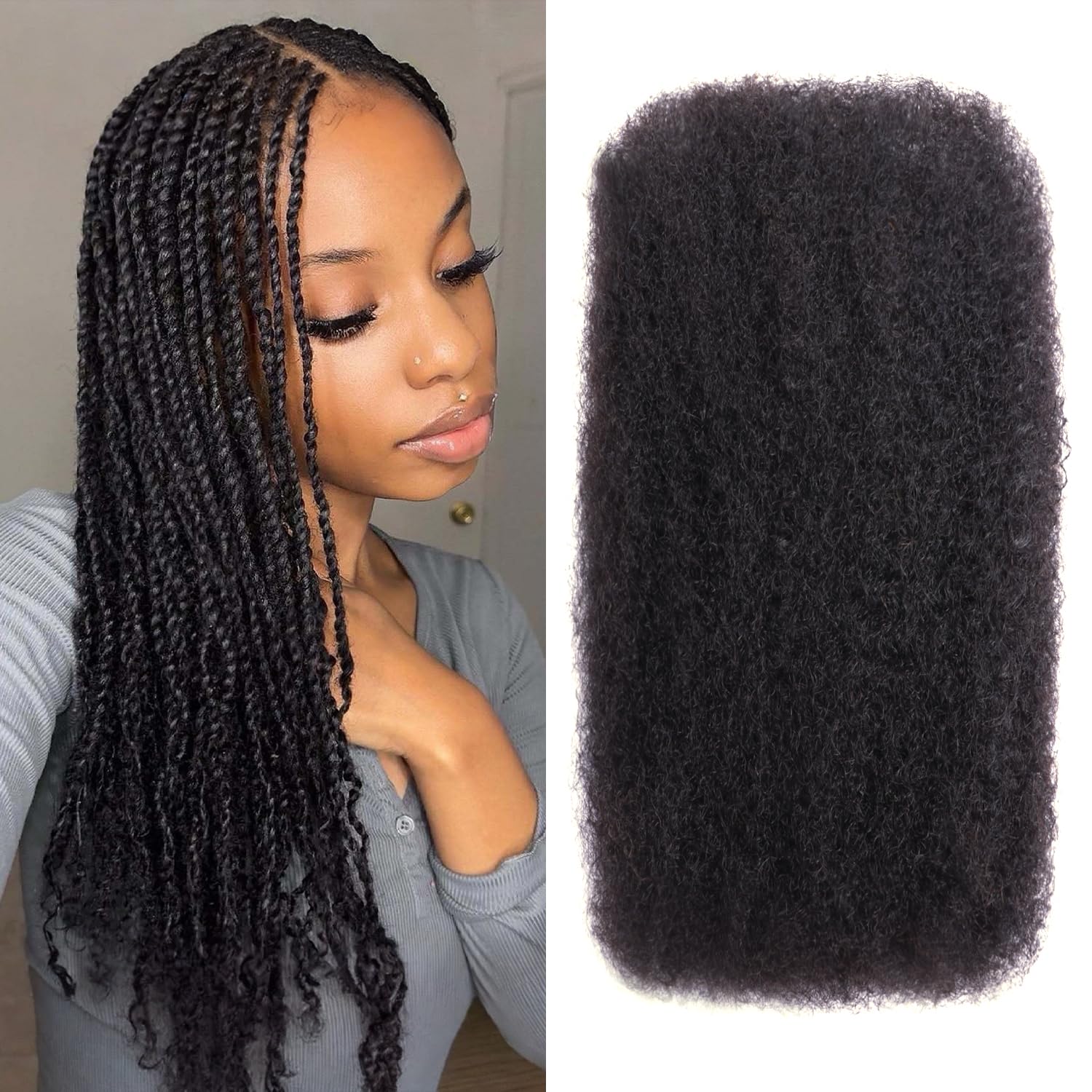 Afro Kinkys Bulk Human Hair Kinky Curly Bundles for Braids and Twists