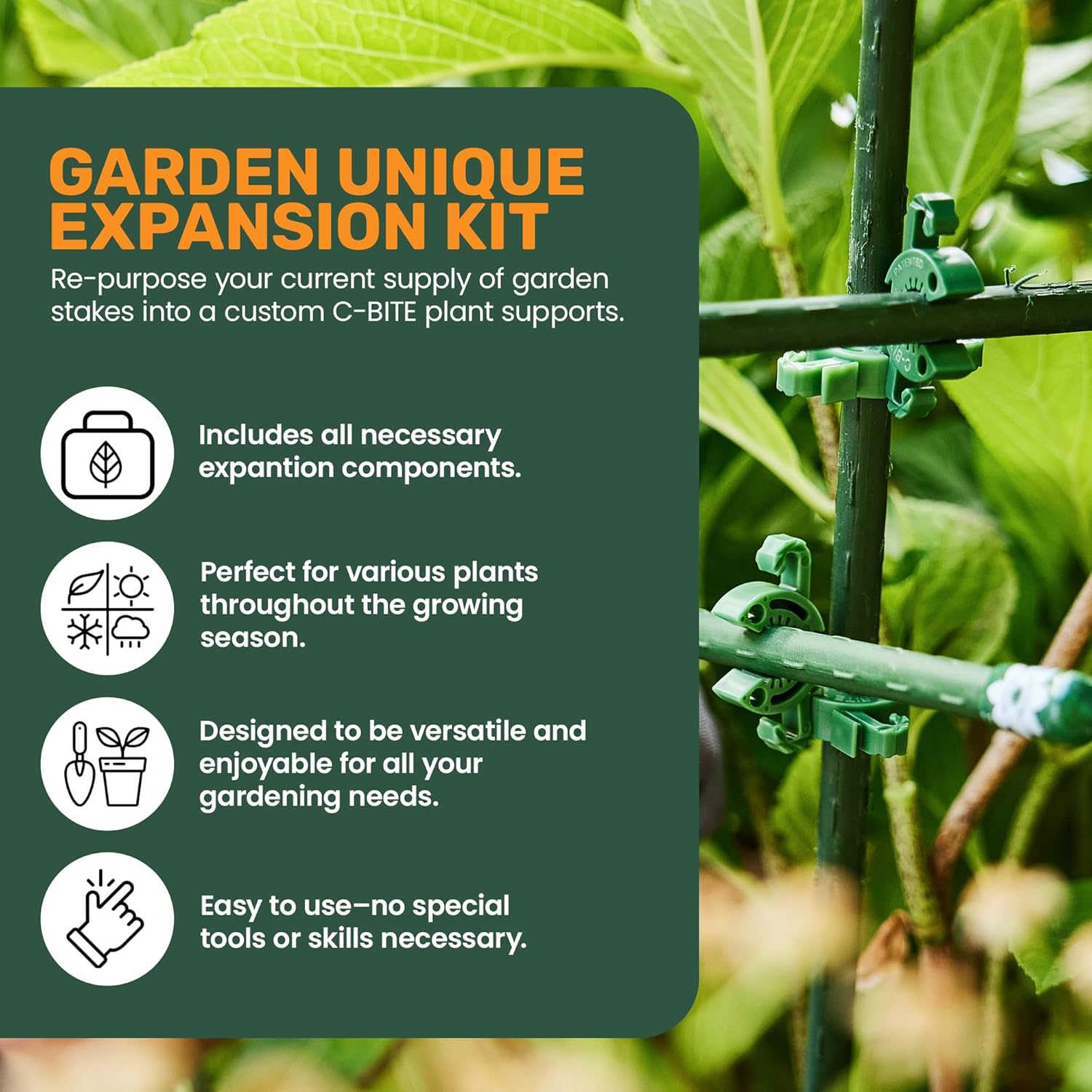 Plant Support Maker Kit – Custom DIY Trellis & Tomato Cage System, Modular Garden Stake Connectors for 7/16" Stakes, Build Trellises, Cages & A-Frames