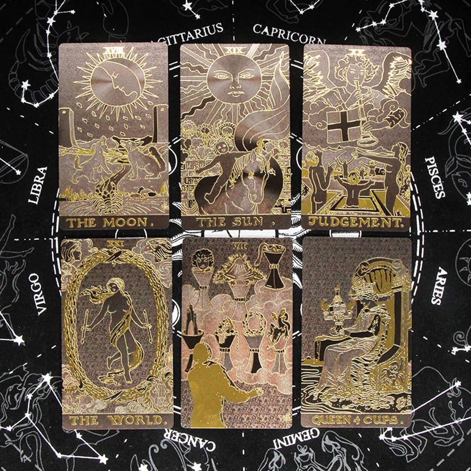 Tarot Cards Deck, with Guidebook Prophecy Discoloration Water Proof Cards, Fortune Teller Game Set for Family Reunion Beginners Expert Reader for Christmas Birthday, Black
