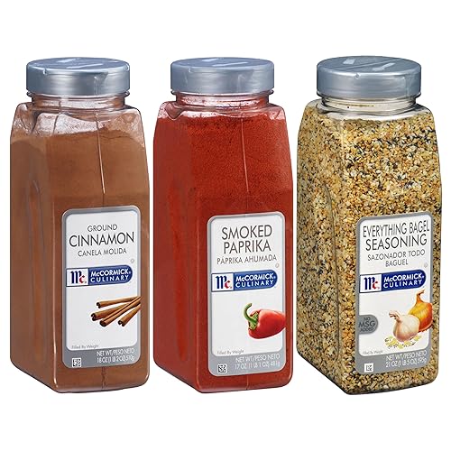 McCormick Culinary Best Seller - Paquete variado de especias y condimentos (canela molida, pimentón ahumado y condimentos para bagel Everything), 56