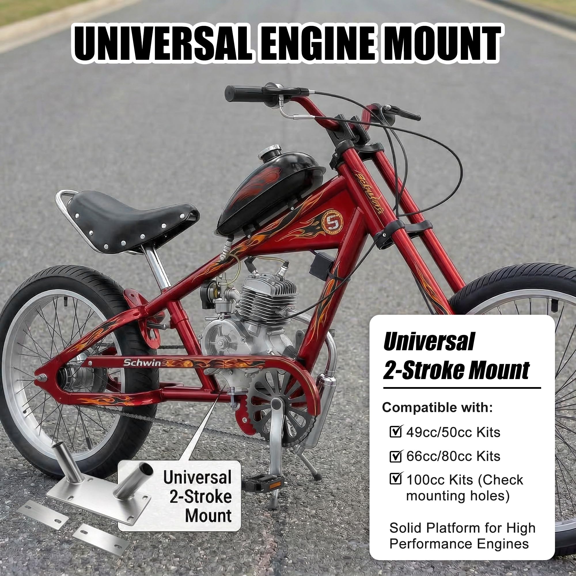 Generic 100cc 49cc 66cc 80cc OCC Chopper Mount Gas Motor Bike Engine 2-Stroke Fixed Bracket, Stainless Steel : Automotive
