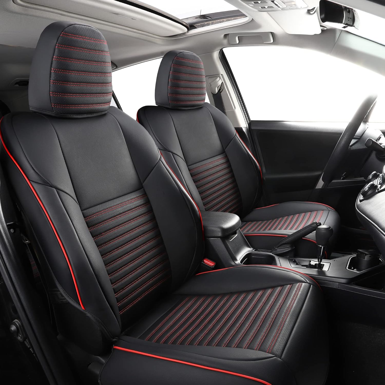 LINGVIDO Leather Car Seat Covers for RAV4, NonSlip Full