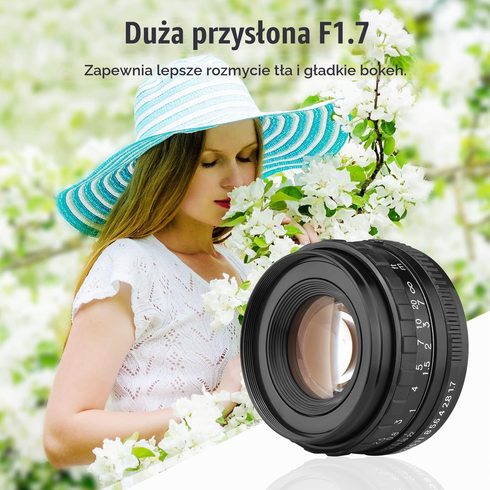 Andoer 50 mm F1.7 Obiektyw aparatu z dużym przysłoną ręczne ustawianie ostrości Zamiennik obiektywu PK do aparatów Pentax K1/K-1 Mark II z pełną ramką