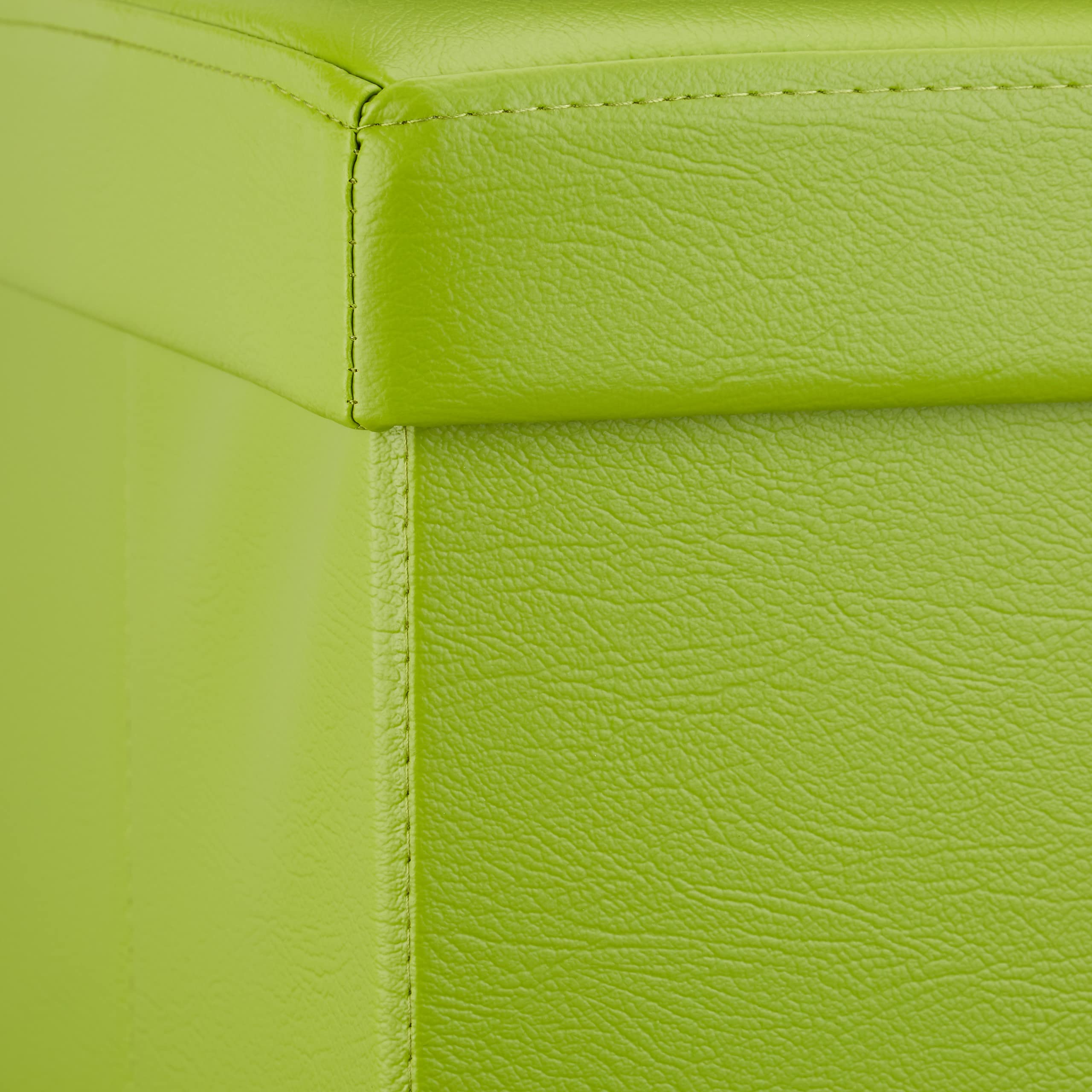 Relaxdays Sgabello, Coperchio, Pouf Contenitore, Poggiapiedi, in Ecopelle, H x L x P: 38 x 38 x 38 cm ca.. verde