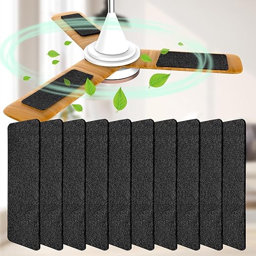Ceiling Fan Filters for Blades, 10Pcs Activated Coconut Shell Carbon Ceiling Fan Air Purifier Pads, Easily Sticks Unscented Air Filters for Common Household Contaminants