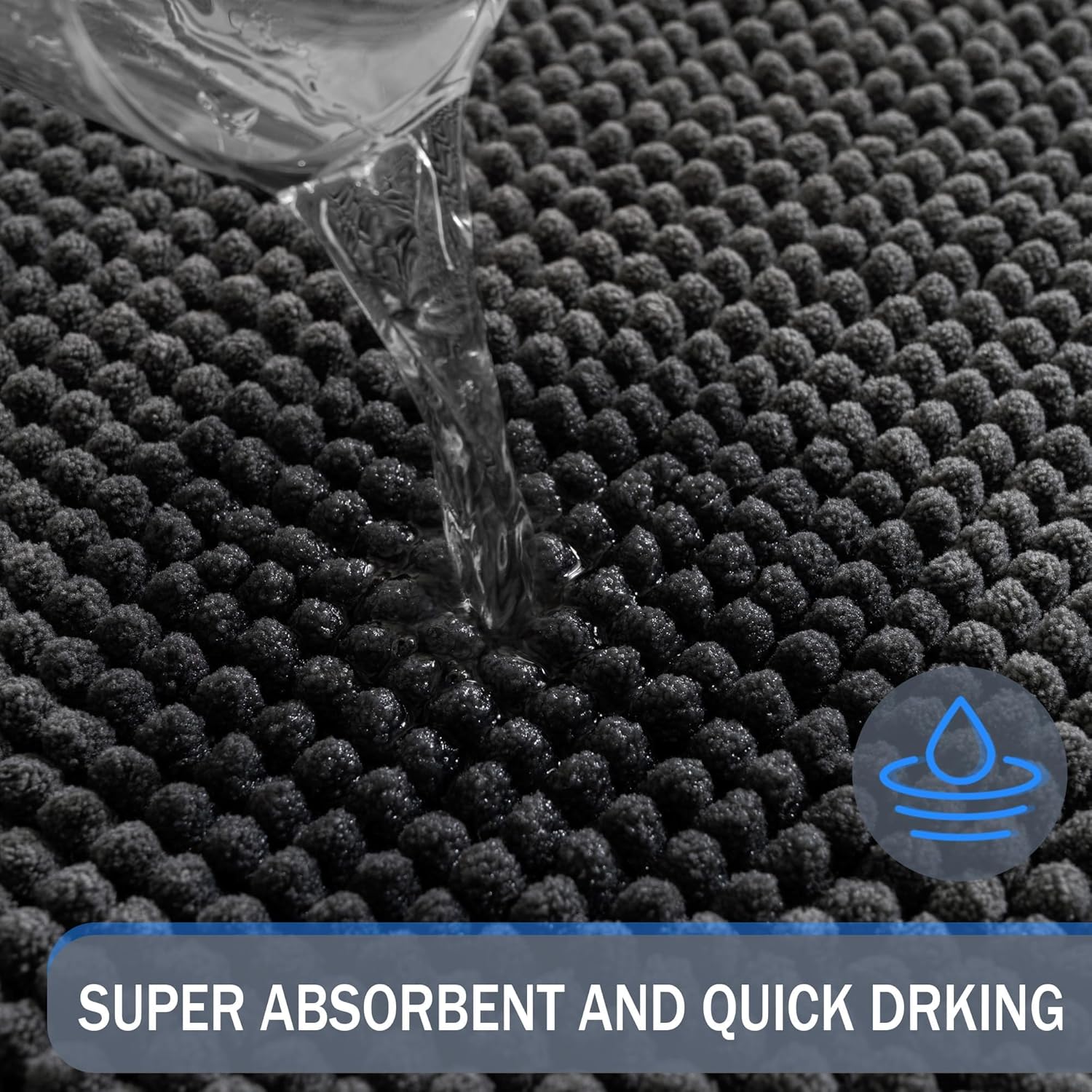 Exclusivo Mezcla Bathroom Rugs Mat 17x24, Extra Soft Absorbent Chenille Bath Rugs Mat, Quick Dry, Machine Washable Bath Mats for Bathroom Floor, Shower, Home Decor, Grey - Image 3