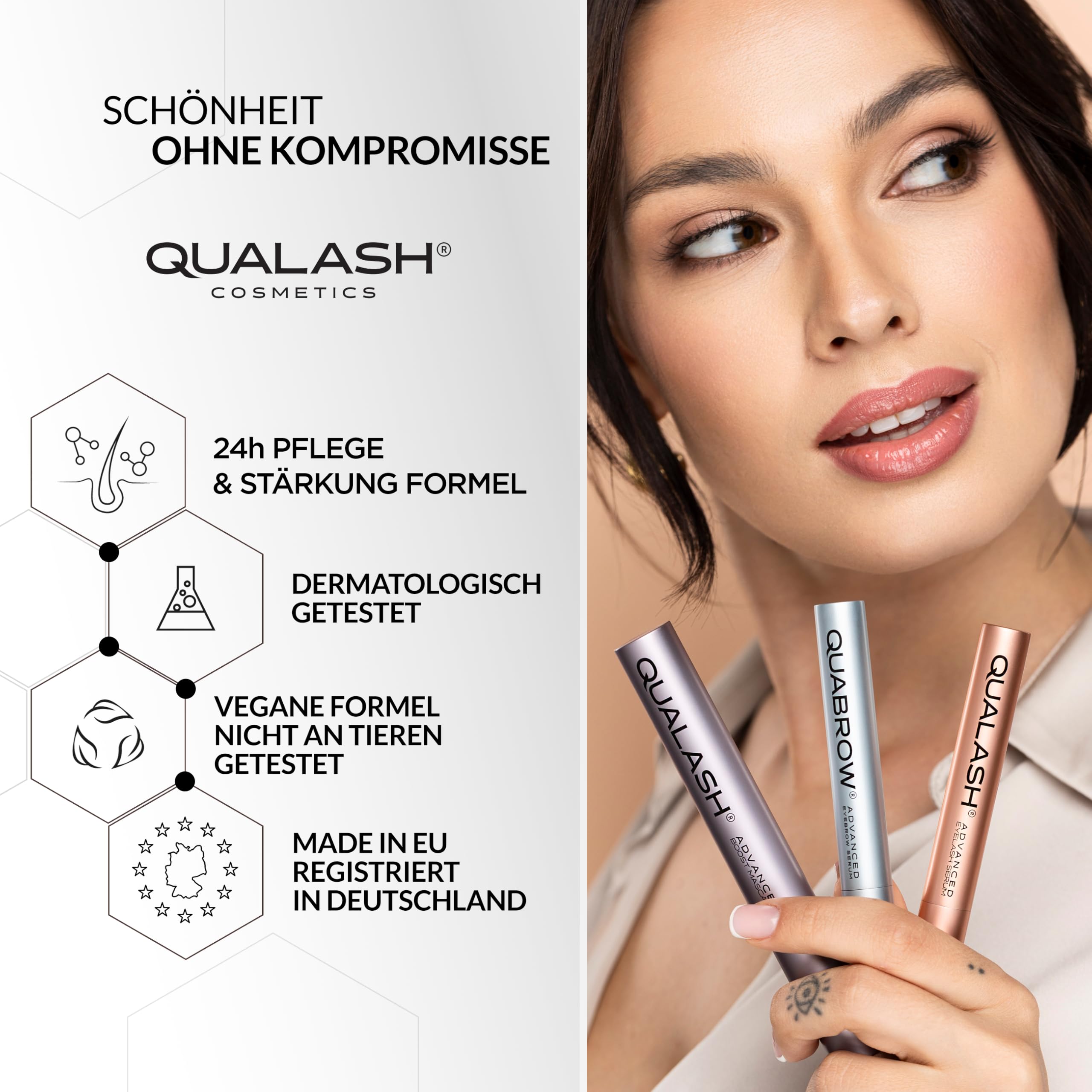 Wimpernserum für Long Lashes – QUALASH® Advanced Lash & Eyelash Serum 3,5 ml für schnell Wachstum, Testsieger mit patentierter QUA-X Wachstumsformel, sichtbare Ergebnisse in 4 Wochen klinisch getestet
