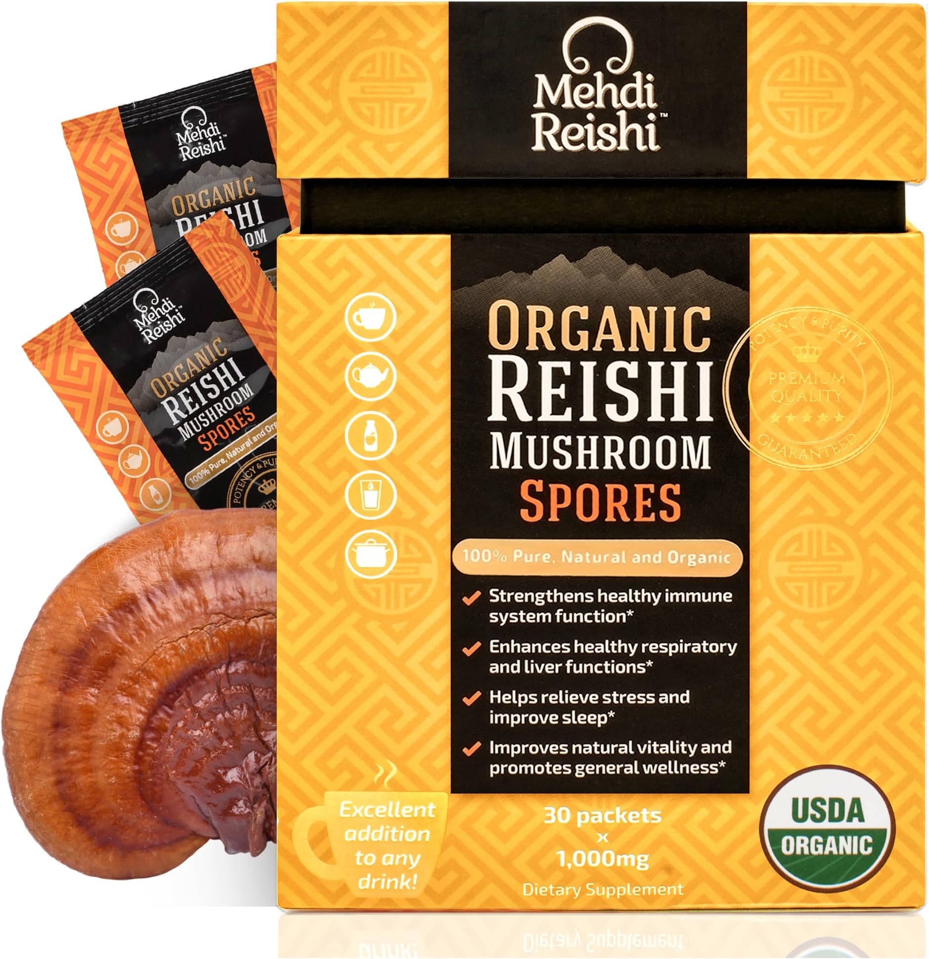 Organic Reishi Spore Powder - High Potency Triterpenes - 30 Servings