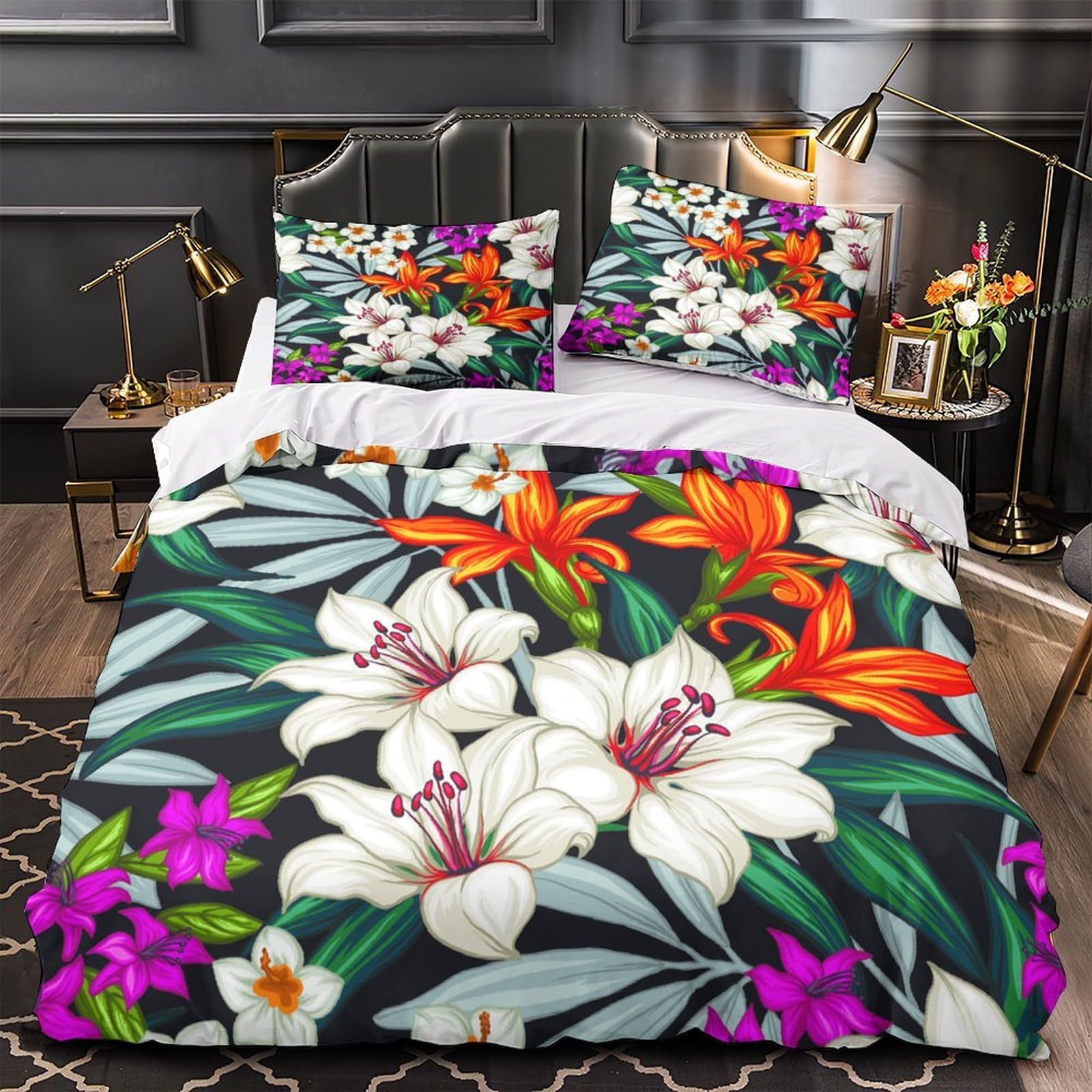 Housse de couette jardin botanique pour chambre d'enfant et adulte, lit simple 135x200cm