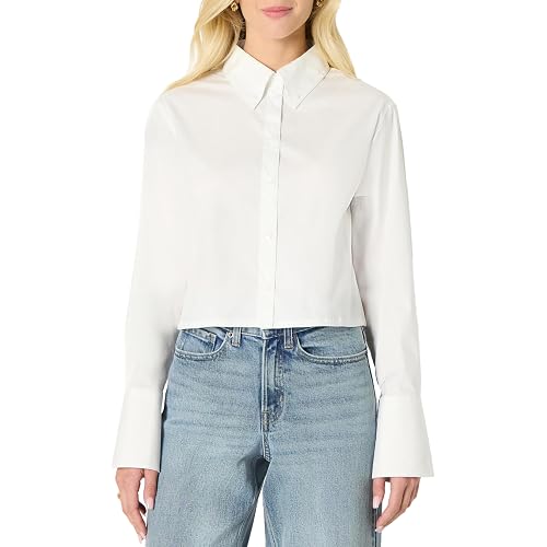 Amazon Essentials Women's Oversized-Fit Stretch Poplin Button-Down Dress Shirt, Cotton Blend