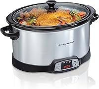 Hamilton Beach 8-Quart Programmable Slow Cooker with Timer, Dishwasher Safe Crock & Lid, Set & Forget Auto Warm - Family Size (33480)