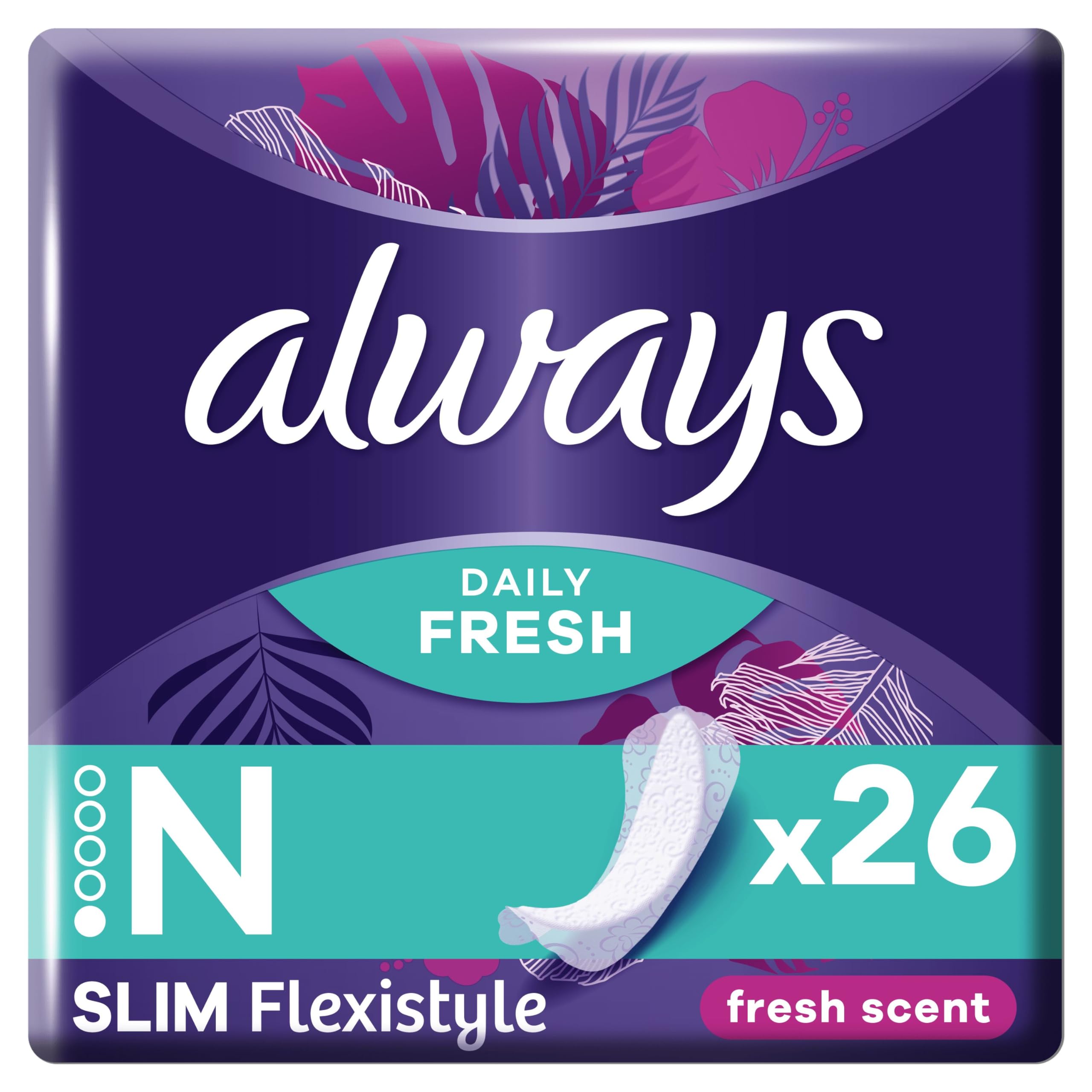 Always Dailies Flexistyle Slim Panty Liners Fresh, Breathable, Flexible, Comfortable With Fresh Scent, 8 Packs of 26, 208 Liners