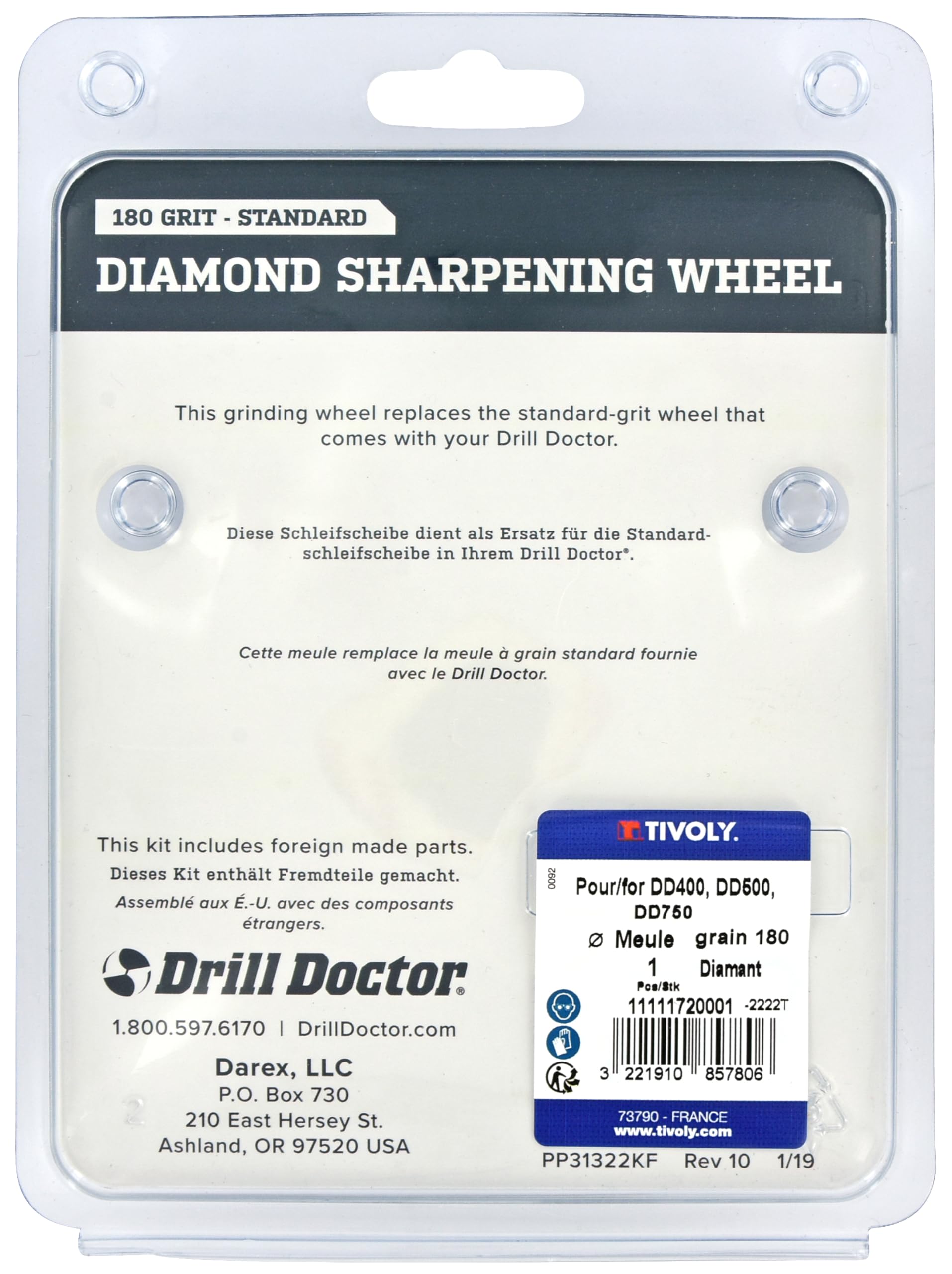 Tivoly • Meule pour Affûteuse Drill Doctor • Diamant à Grain 180 • Pour l'Affûtage des Forets Métaux et Béton