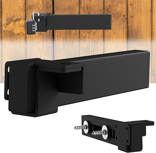 Sdstone Pestillo de puerta deslizante, pestillo de puerta resistente con orificio para candado, cerradura de pestillo ajustable con dos ruedas