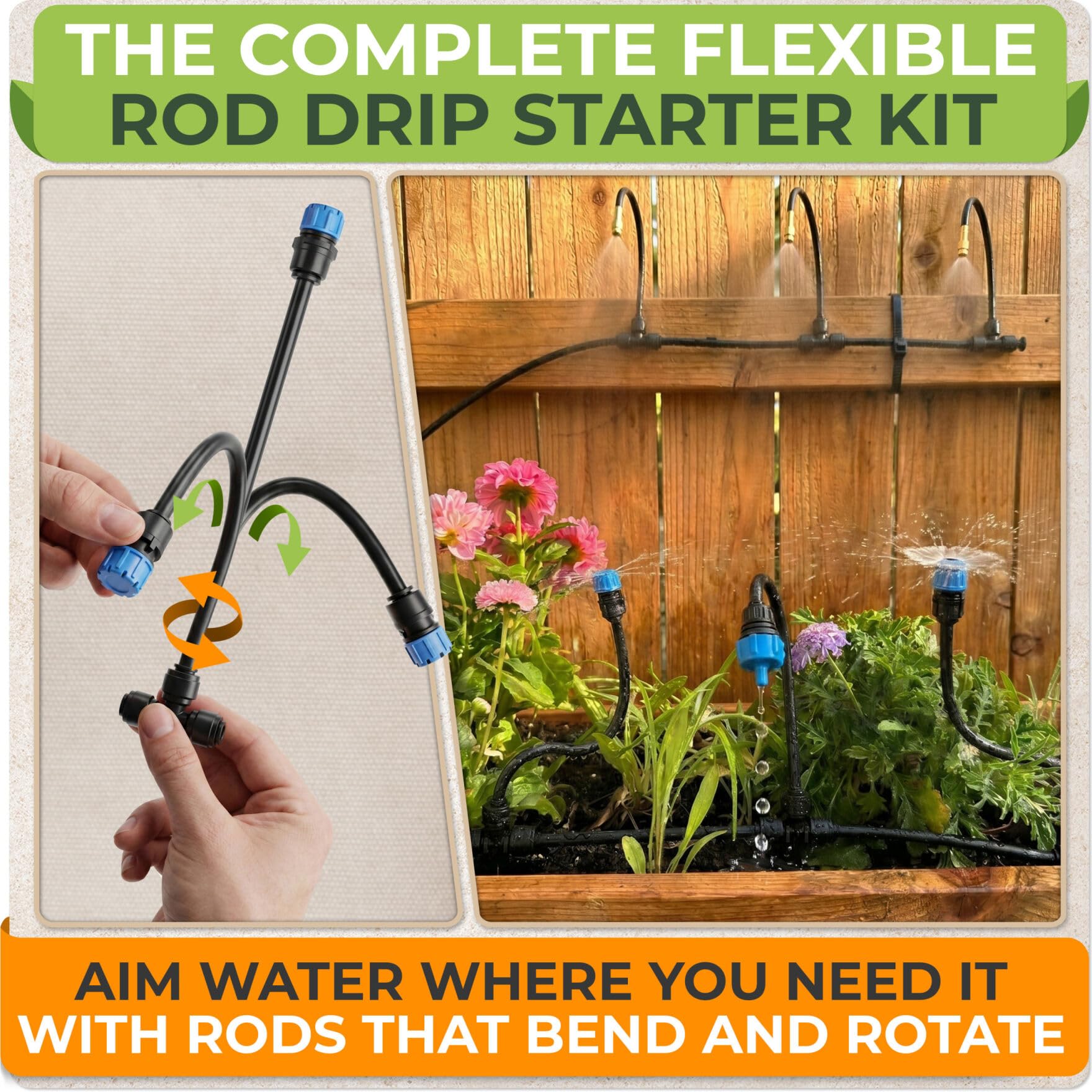 CARPATHEN Kit sistema di irrigazione a goccia con ugelli in rame atomizzatore, 15,2 m | Per aiuole rialzate, piante in vaso o serra con 16 ugelli per irrigazione regolabili a 360°