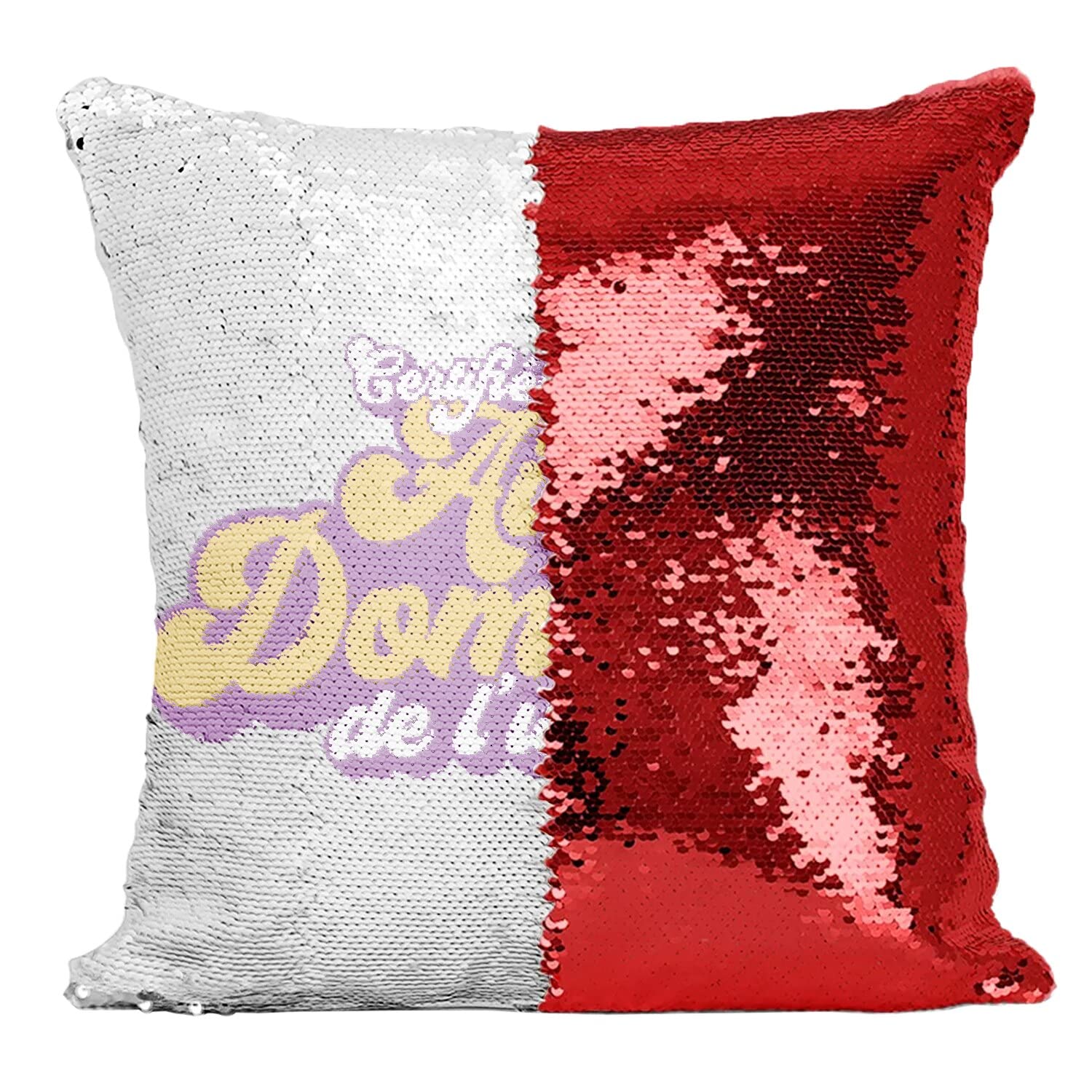 Coussin Sequin Paillettes Rouge Housse Décorative Univers Ménage