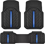CAR PASS Caoutchouc lourd Car Tapis de sol, étanche à l'eau profonde Car Mats Tout temps, Universal Trim-to Fit Tapis de sol pour automobiles Car SUV Van camion, Linges de sol durables Solid Black