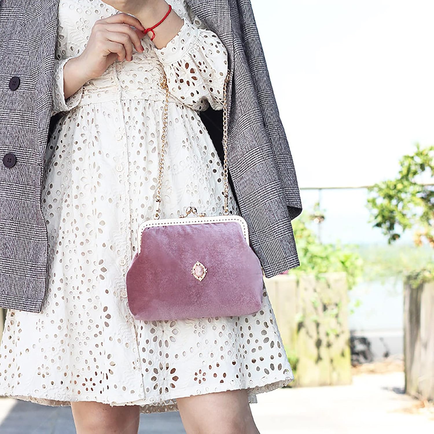 Ladies simple Shoulder Crossbody Soft Velvet Magnetic Closure Hand Bag