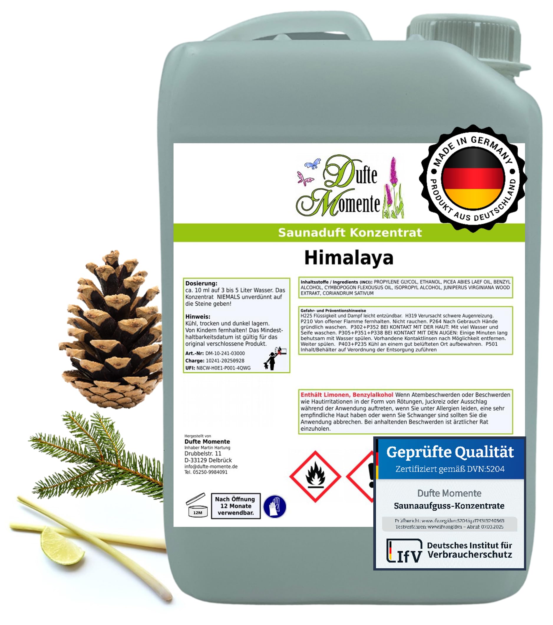 Dufte Momente Saunaaufguss-Konzentrat Himalaya – 3 Liter – frisch & klar – konzentriert & ergiebig – zertifizierte Profi-Qualität – vegan & Made in Germany