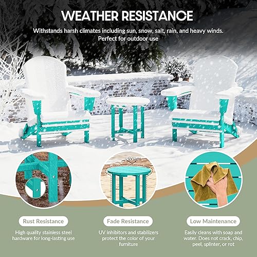 Vista 247 de WestinTrends Dylan Adirondack - Mesa auxiliar redonda para exteriores, color negro