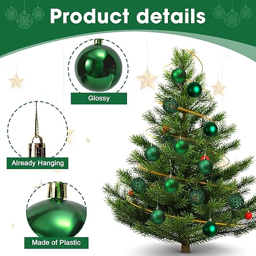 Miniatura 4 de Juego de 100 adornos de bolas de Navidad, adornos para árbol de Navidad, decoración de bolas de Navidad inastillables, adornos colgantes de árbol,