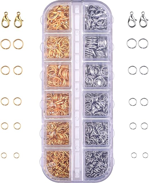 Outus 1104 Pieces Jewelry Findings Kit Lobsters Clasps and Jump Rings for Jewelry Making (Multicolor A)