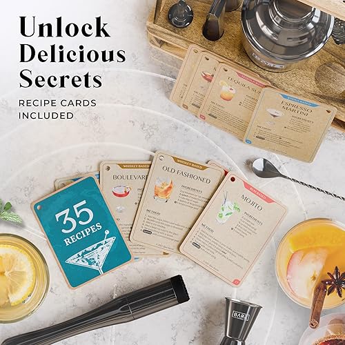 Miniatura 5 de BARE BARREL Mixology Bartender Kit Bar Set  Juego de coctelera de Martini  Herramientas de mezcla de barware para el hogar  Carrito portátil rústico