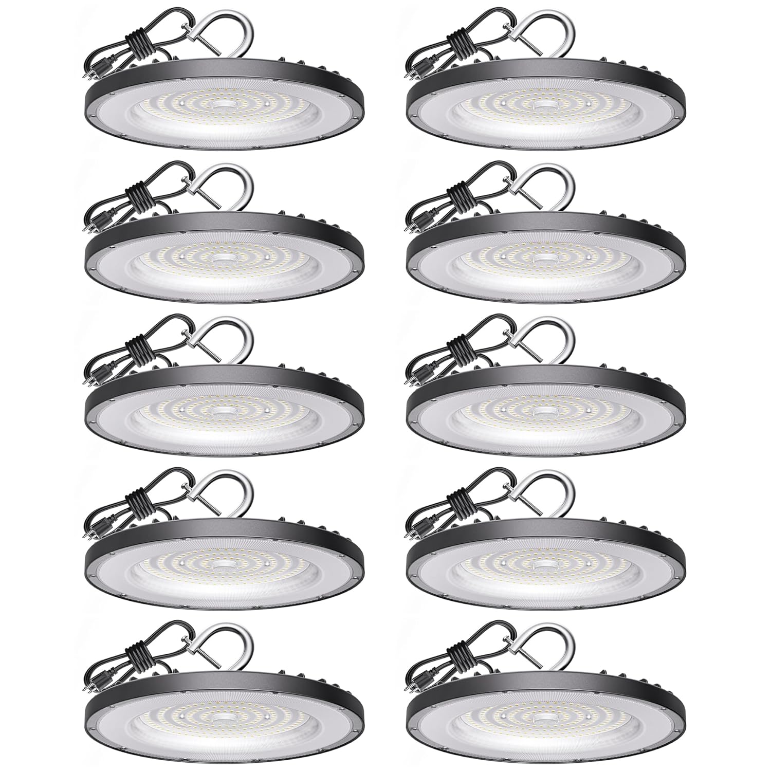 10 Pack UFO LED High Bay Light 200W 30000 LM 5000K Daylight Commercial High Bay LED Shop Lights