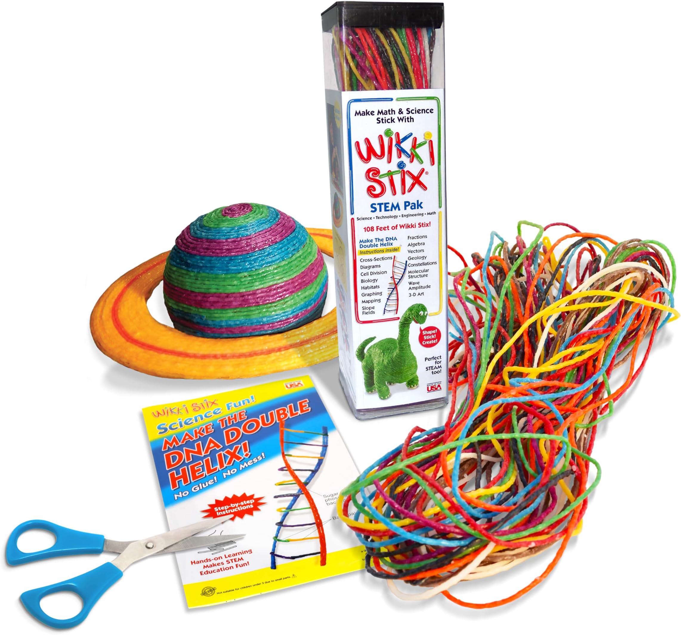 Wikk Stix STEM Pak, 108 feet of Wikki Stix in bright colors to take the challenge out of STEM activities, Made in the USA