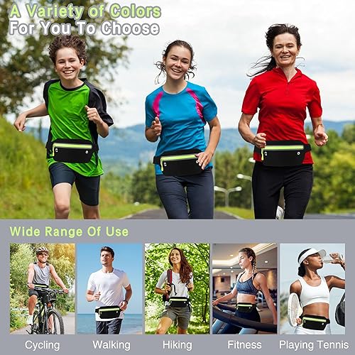 Miniatura 7 de Cinturón de correr delgado y ligero para teléfono con tira reflectante, riñonera para correr a prueba de sudor con conector para auriculares, bolsa