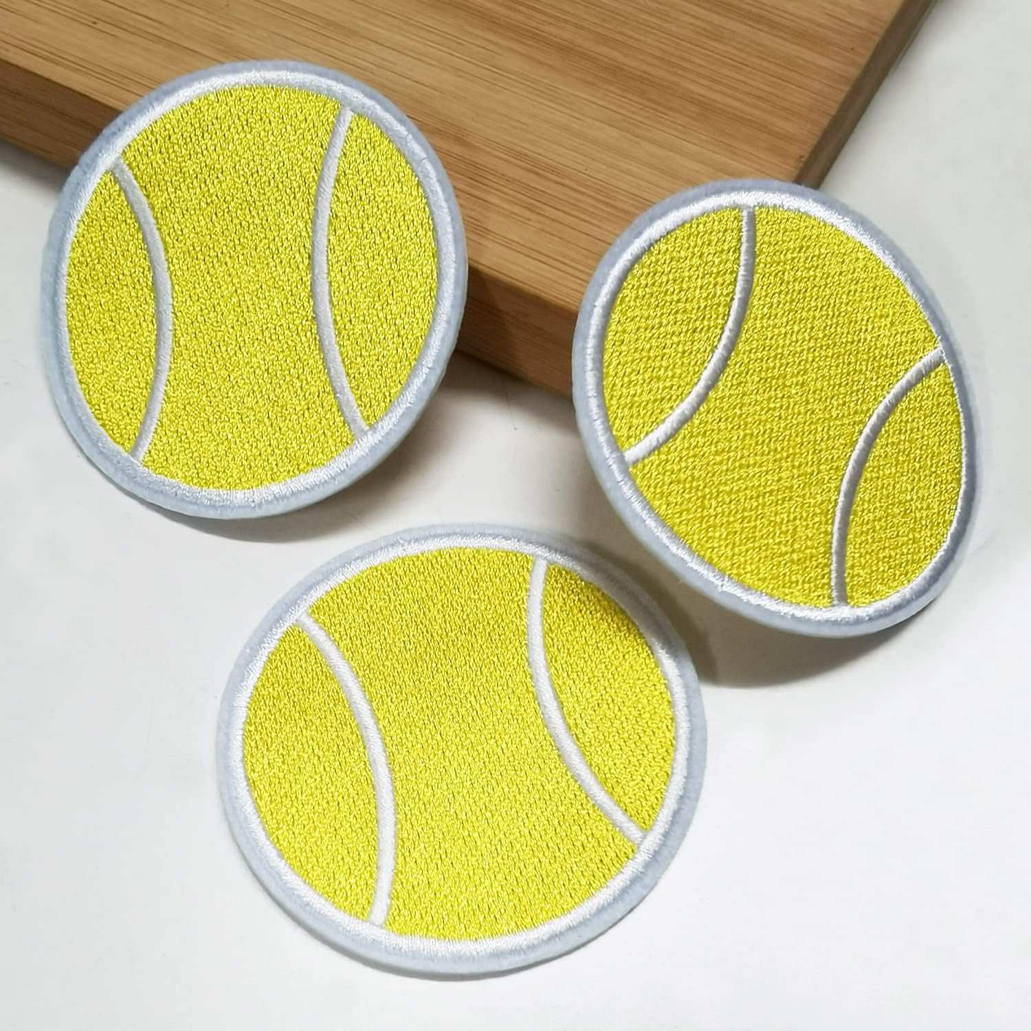 FSFYXHC 2.35"x2.35" 12pcs Sports Ball Tennis Balls Iron On Embroidered Patches Sport Trucker Hat Game Day Appliques Machine Embroidery Needlecraft Decorate Cap Hat Sewing Crafts (Pack of 2)