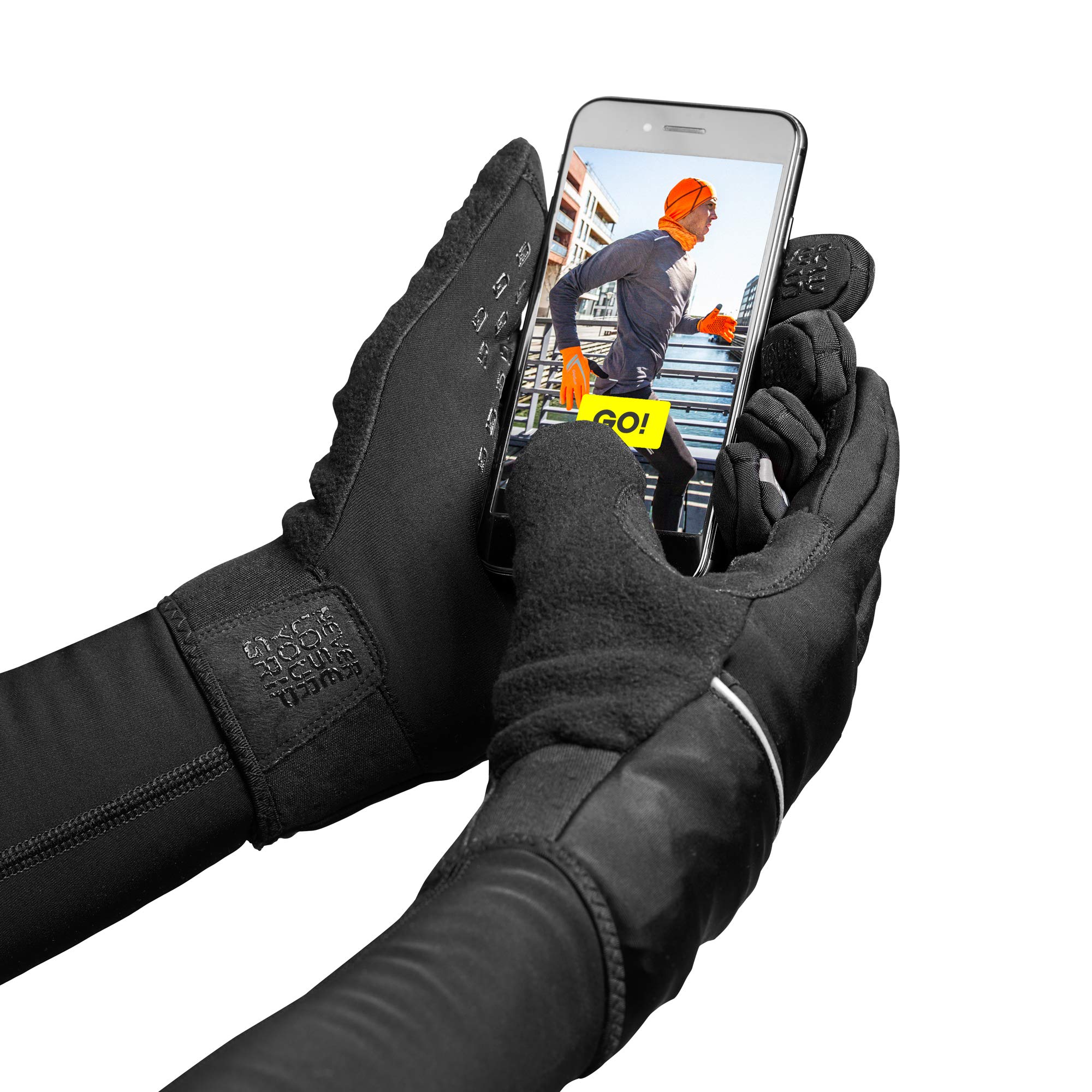GripGrab Running Thermo Winddichte Winter Touchscreen Laufhandschuhe Vollfinger Winterhandschuhe für Joggen und Alltag