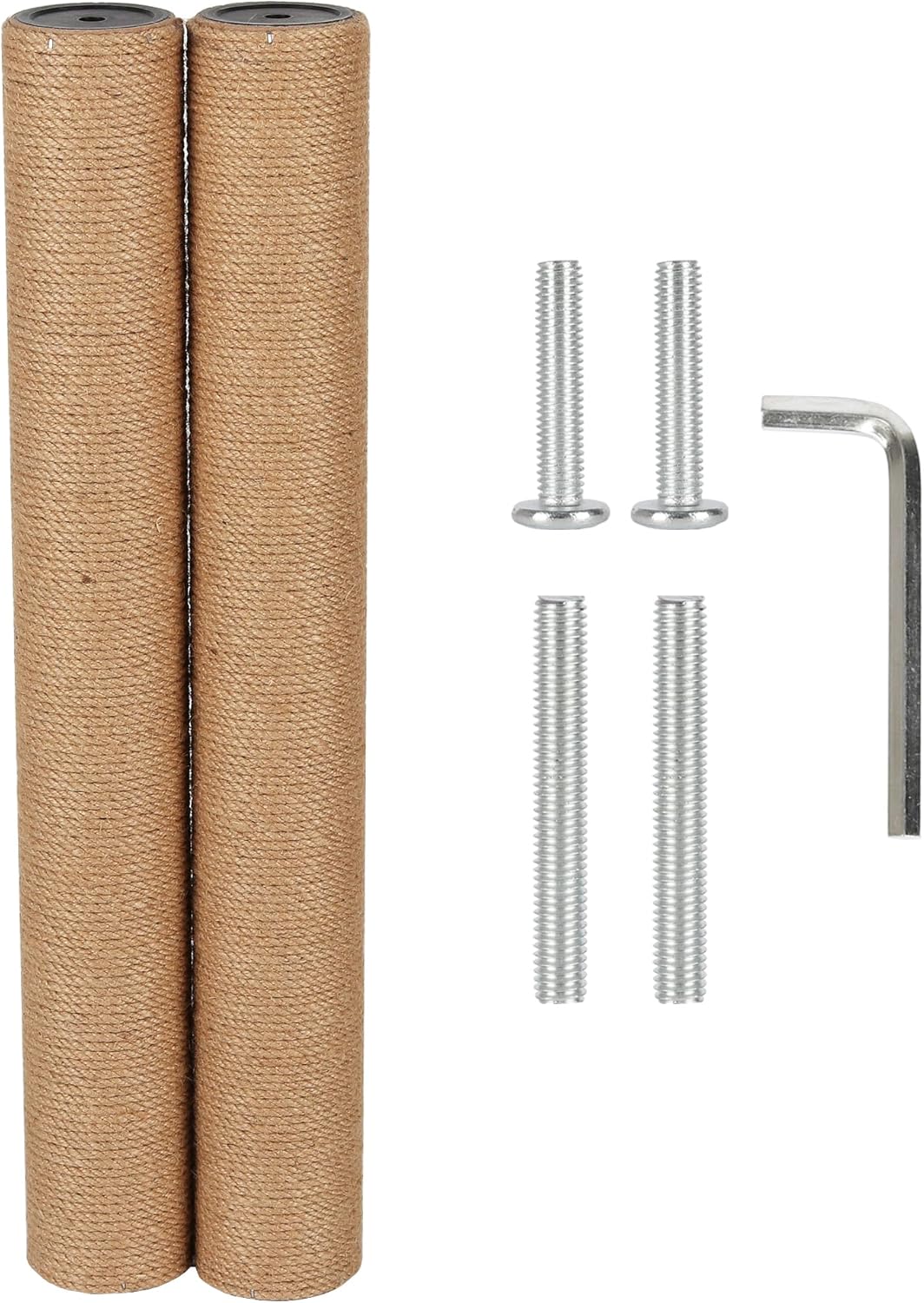 7.4cm 2.91in Diameter Cat Tree Scratching Post Replacement Jute Pole Parts for Cat Tower (21.65in/55cm, M8*2poles)