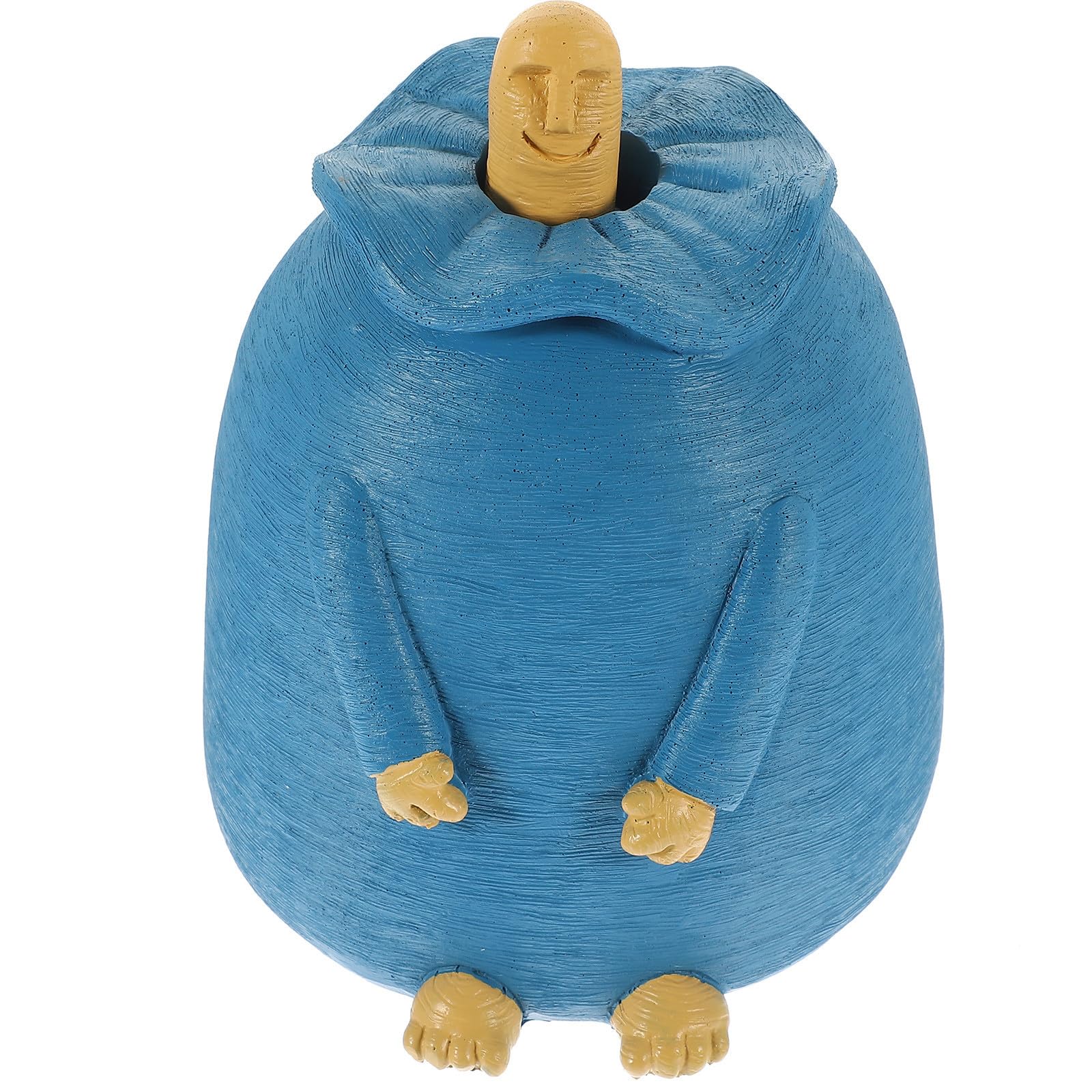 Sculpture décorative main doigt honneur en résine bleue peinte objet design maison