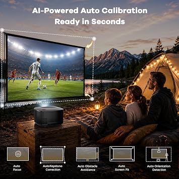 ONOAYO Outdoor-Projector-4K with 60W Dolby Audio and Official Licensed Apps | 3500 Bright, AI Auto Focus, Smart-Projector with WiFi and Bluetooth, ONO5Pro 2.0 Movie Projector for Indoor/Outdoor, 2026New