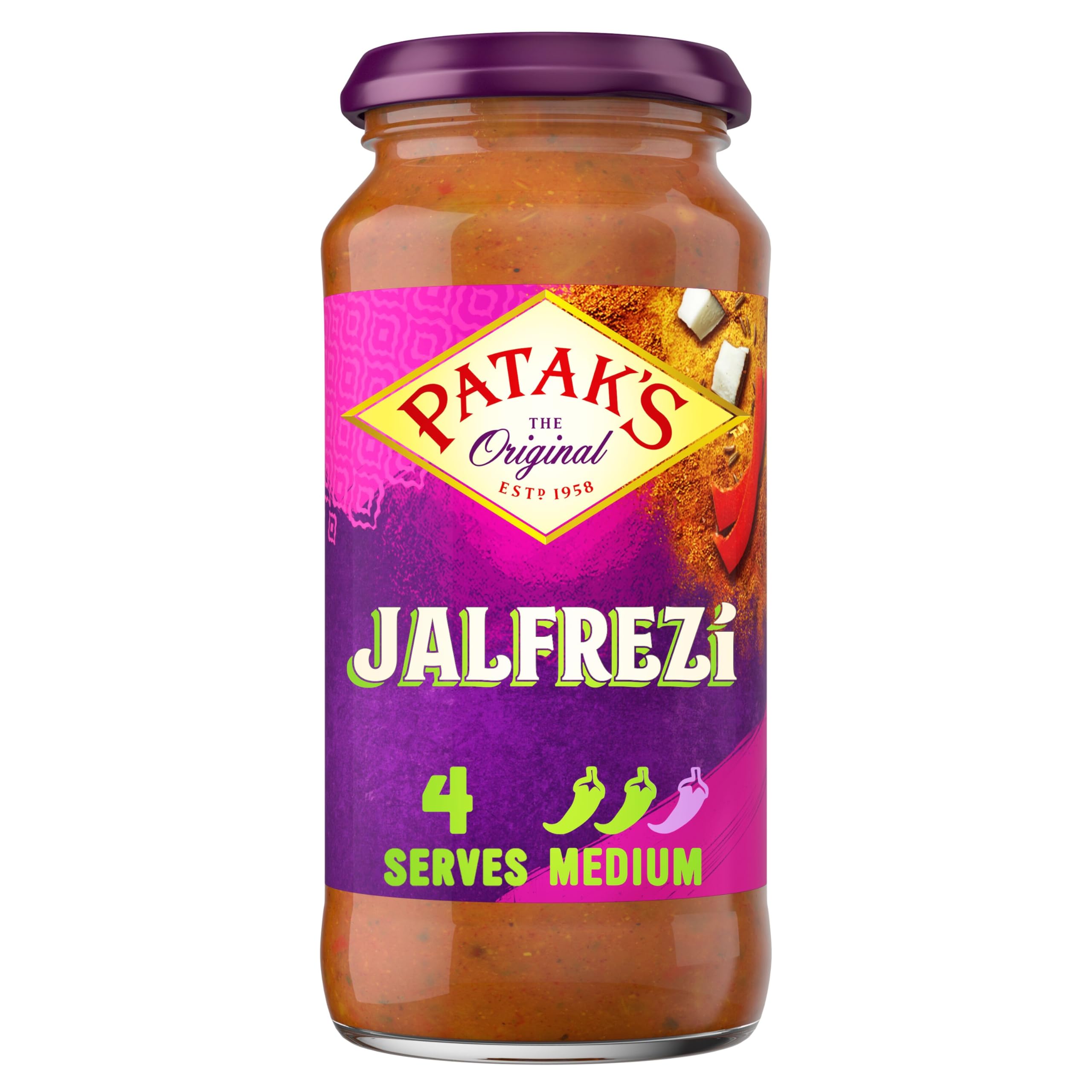 Patak's Jalfrezi Curry Sauce 450g | Medium Spice | Serves 4 | Authentic Indian Simmer/Cooking Sauce