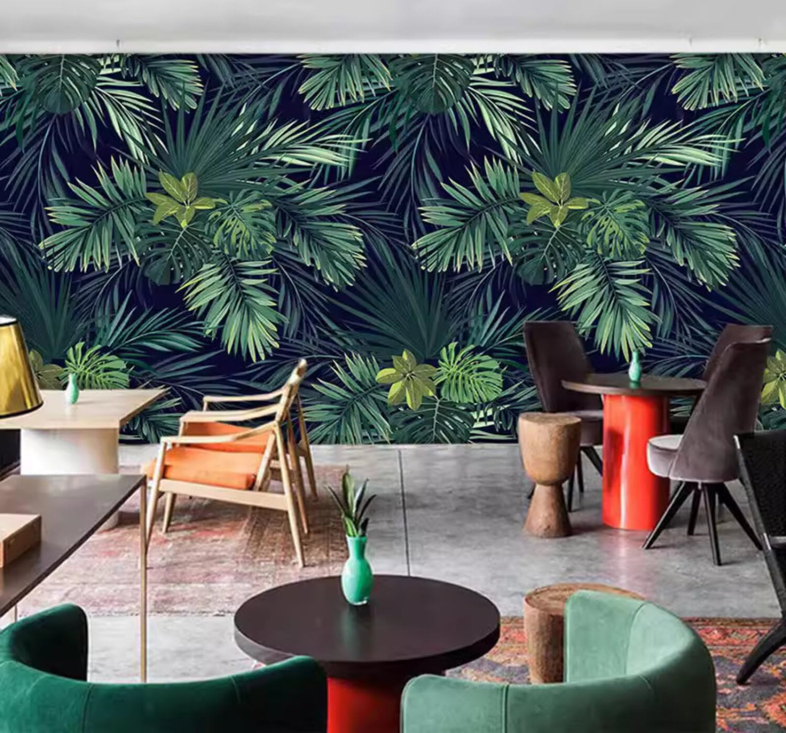 Xlming 200Cm×140Cm(B×H) Minimalist Fresh Tropical Jungle Banana Leaves 3D Wallpaper Luxury Silk Study Dining Feature Sofa Grey Bedroom Living Room Tv Decorative Wall-200Cm×140Cm