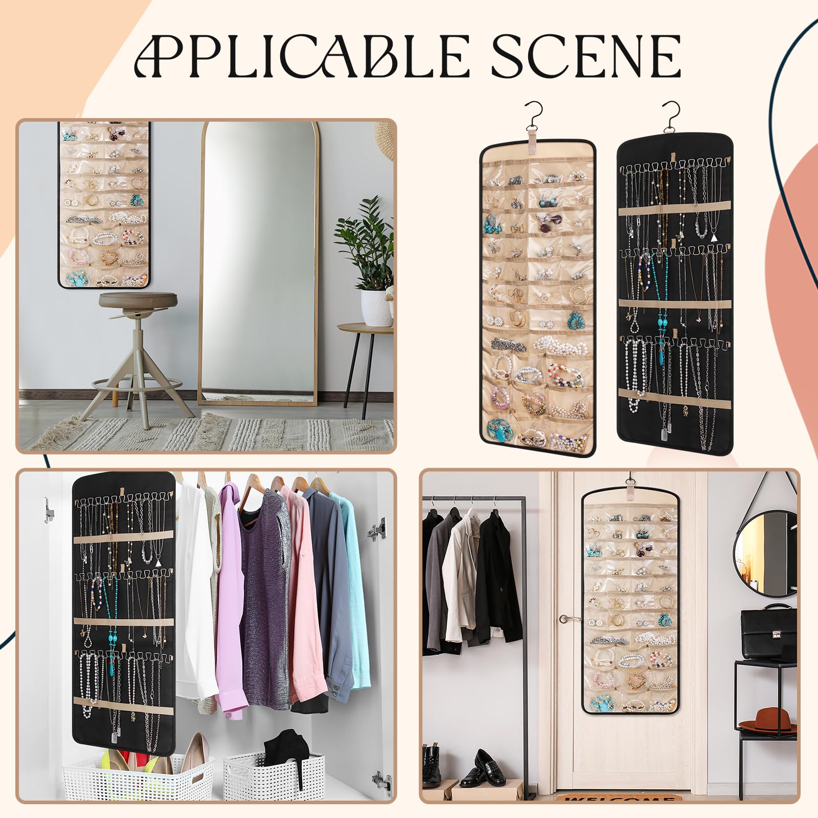 Plcnn Organisateur De Bijoux Rotatif Double Face - Cintre Collier Suspendu, Rangement Mural Pour Boucles D'Oreilles Et Bijoux (#1