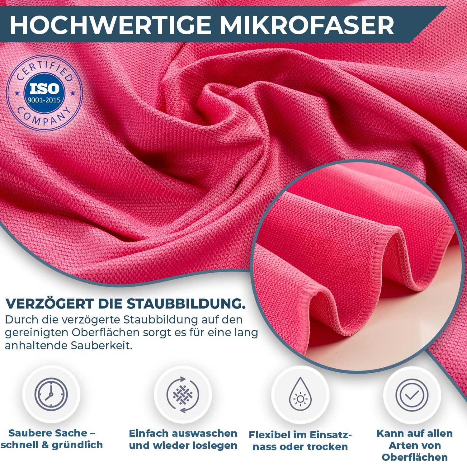Silva Paños de Microfibra 42x42 cm – Juego de 9 Bayetas de Limpieza Premium – Sin Rayas ni Pelusas – Multiuso para Cristales, Cocina, Coche y Hogar – Alta Absorción y Reutilizable