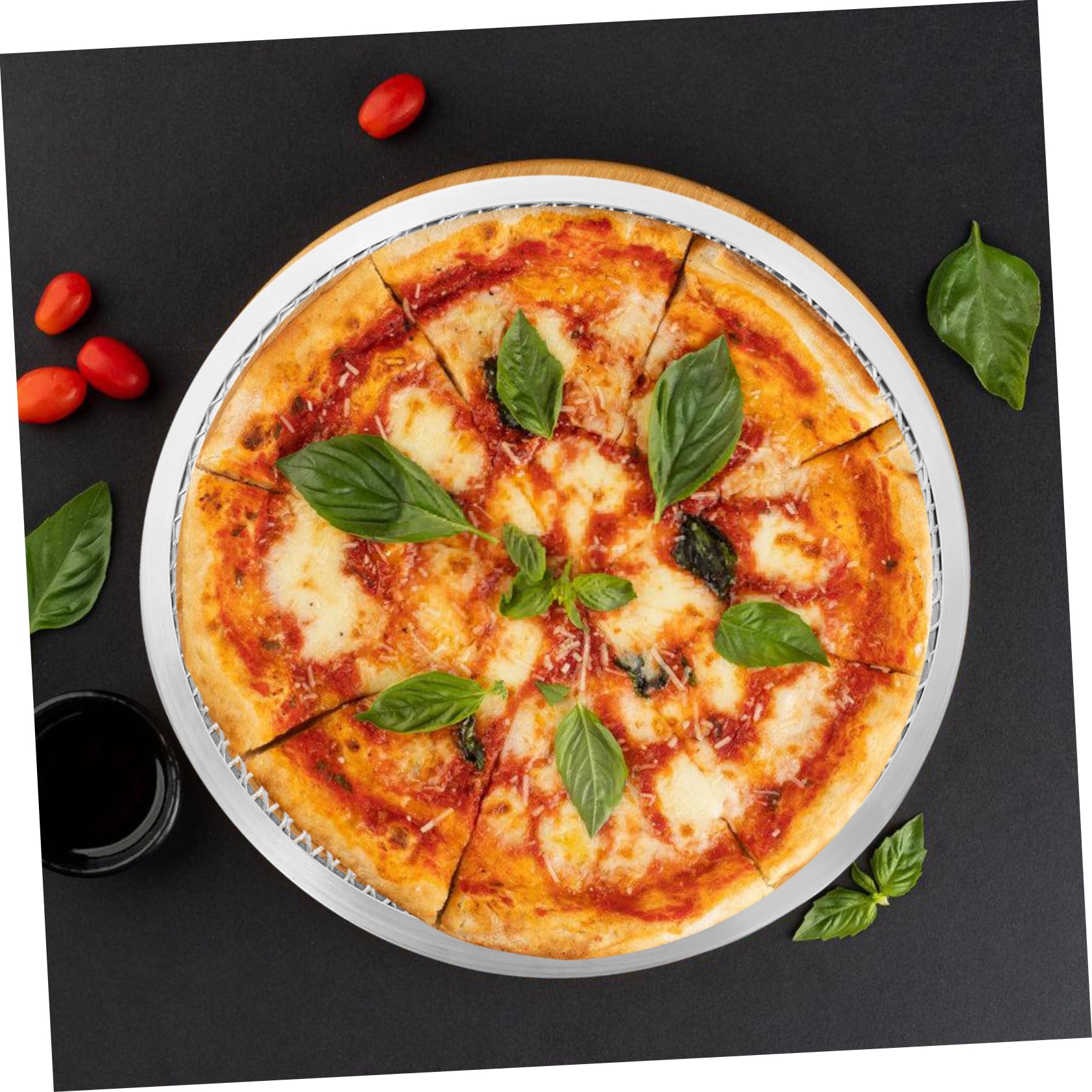 Veemoon Juego De 3 Bandejas De Aluminio Para Pizza Agujeros, Rejillas Para Horno De 10, 12 y 14 Pulgadas, Pantalla De Pizza Resistente y Ligera Para Repostería y Horno Microondas