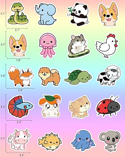 Miniatura 6 de Benresive 300 calcomanías de animales lindos para niños, calcomanías para botellas de agua para niños, impermeables, paquete de calcomanías de